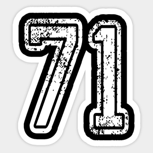 Number 71 Grungy in white Sticker